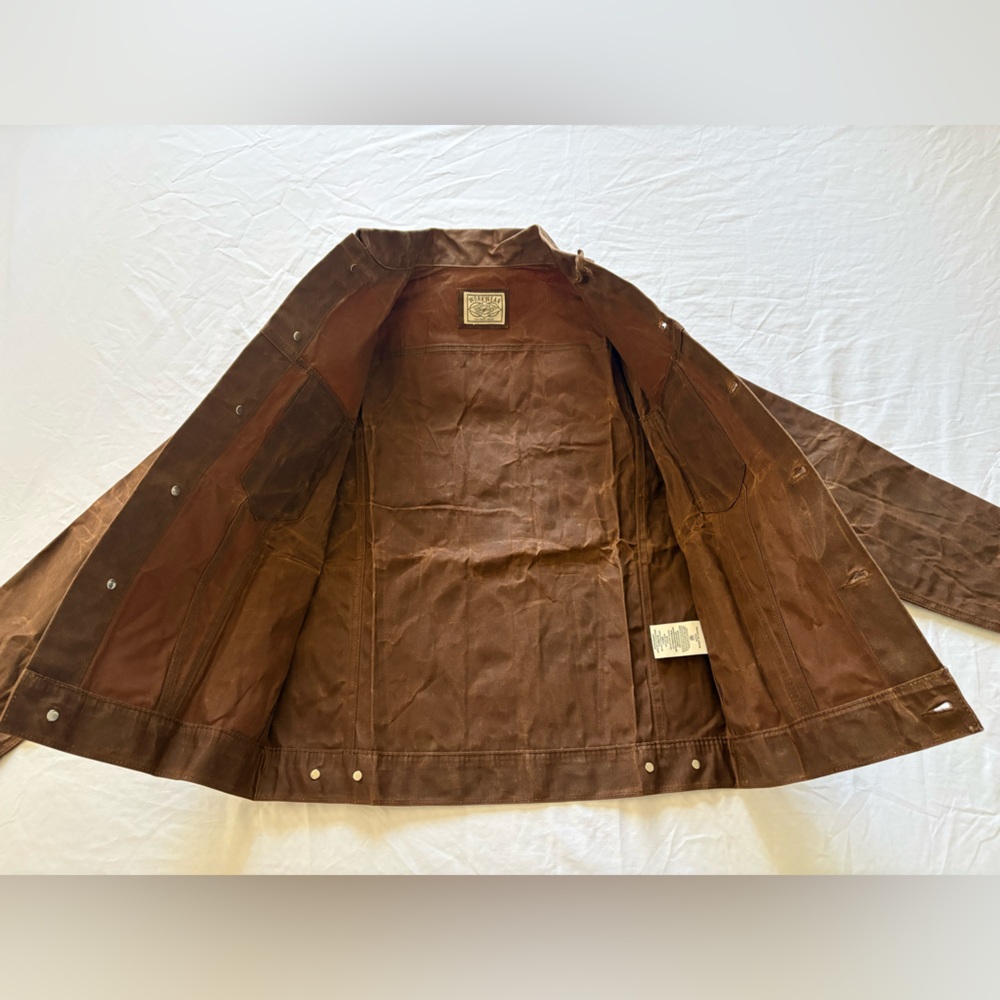 NWOT-Carre Label Brown Waxed Cotton Workwear Utility Jacket Vintage Style - Picture 9 of 13